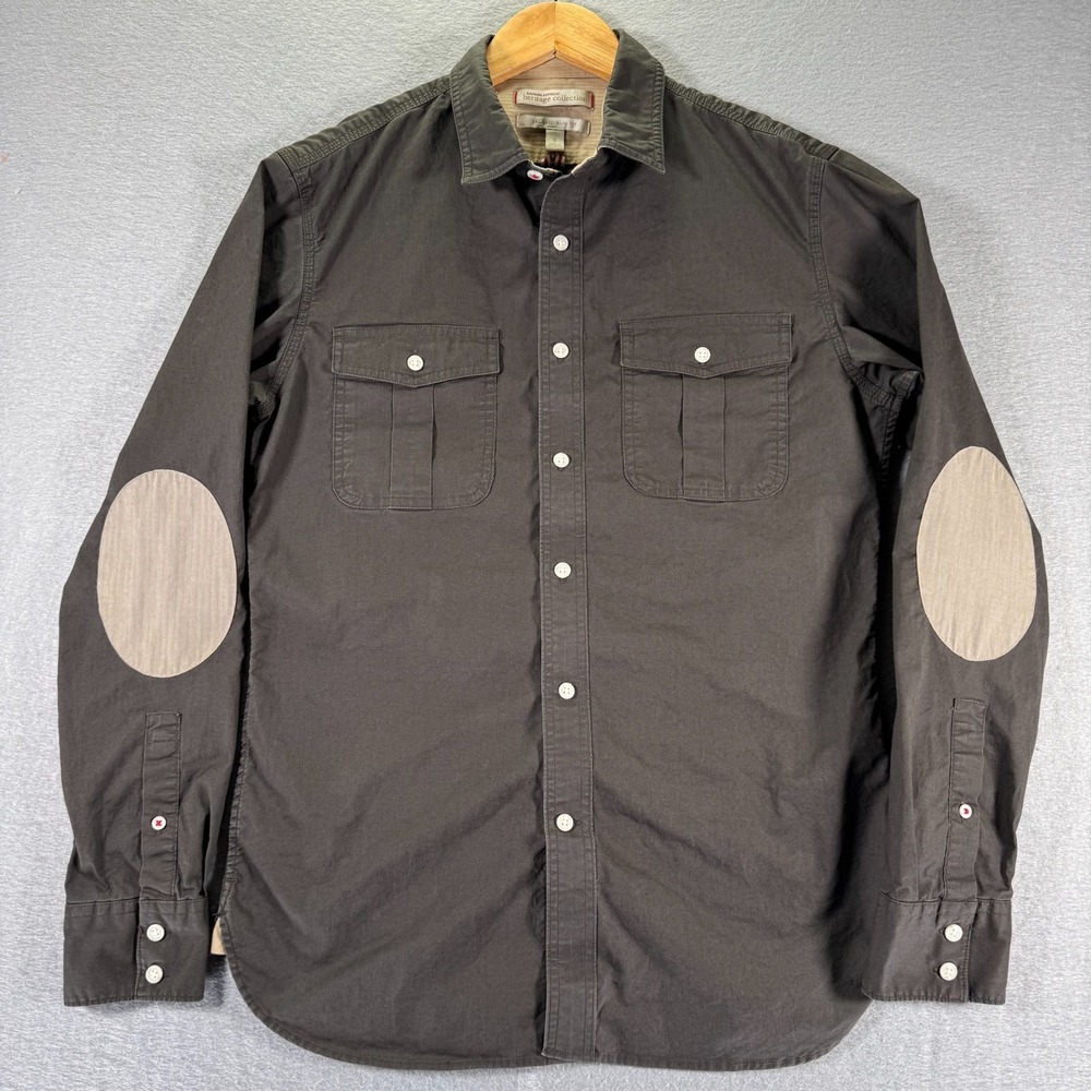 Banana Republic Heritage Collection Button Up Shirt Mens Small Brown Elbow Patch